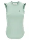 Attico Crew Neck Sleeveless Top With Curved Hem In Blue