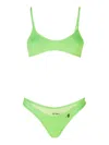 Attico Green Rubberised-logo Bikini In Green