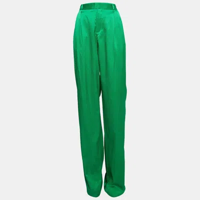 Attico Green Satin Martellato Wide-leg Pants