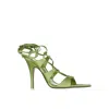 Attico Green Silk Stiletto Heel Sandals In Green