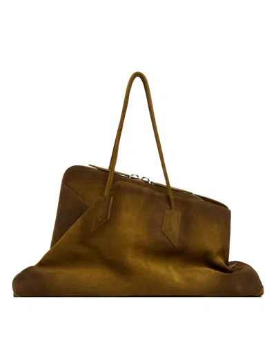 Attico Green Suede Large Passeggiata Bag In Green Verde   #009640