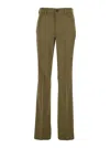 Attico Green Trousers With Belt Loops And Logo On The Back In Fabric Woman In Green
