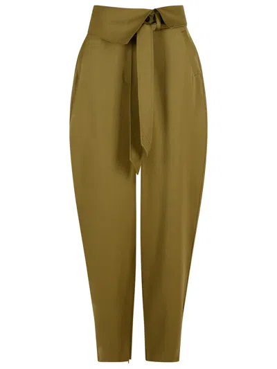 Attico Military Green Wool Gabardine Trousers