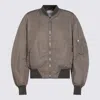 Attico Ribbed Long Sleeve Jacket With Zipper Pocket In Gray
