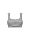 Attico Grey Cotton Hotfix Crystal Bralette Top In Gray