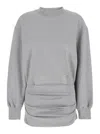 Attico Grey Crewneck Mini Dress With Logo Lettering On The Front And Tight Skirt In Gray