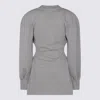 Attico Grey Mini Dress With V Neck And Logo Lettering On The Front In Gray