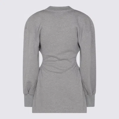 Attico Grey Cotton Mini Dress In Gray