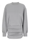 Attico Grey Crewneck Mini Dress With Logo Lettering On The Front And Tight Skirt In Gray