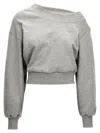 Attico Logo Sweatshirt With Crossed Neckline And Open Back In Grey