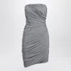 Attico Abito Strapless Ruched Jersey Mini Dress In Gray