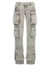 Attico 'essie' Distressed Cargo Trousers With Multiple Pockets In Grey