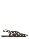 Attico Grid Embellished Suede Slingback Flats In Grey