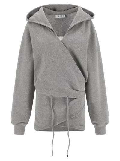 Attico Grey Hooded Dress In Gray