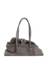 Attico Small La Passeggiata Shoulder Bag In Suede In Gray