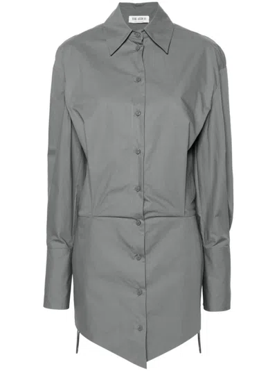 Attico Shirt Dress With Tailored Silhouette And Elegant Button Detail In Grey