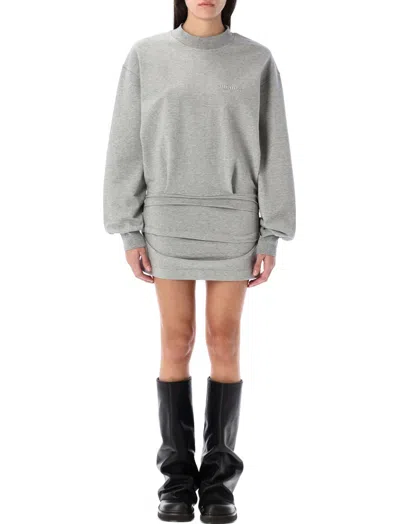ATTICO GREY LOGO-APPLIQU MINI DRESS