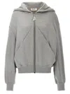 Attico Oversized Grey Hoodie With Logo Lettering Embroidery In Cotton Woman In Grey