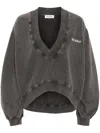 Attico Logo-detailed Cropped Cotton Sweatshirt In Grey