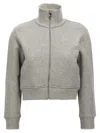 Attico High Collar Ribbed Sweatshirt In Grey