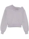 Attico One-shoulder Cropped Sweatshirt With Open Back In Gray