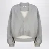 Attico Cotton Sweatshirt Logo Drop V-neck Ribbed
