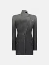 Attico Grey Melange Jacket In Grey Melange/grey Melange