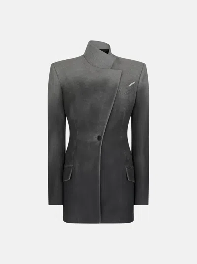 Attico Grey Melange Jacket In Grey Melange/grey Melange