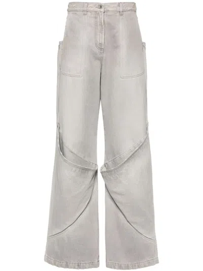 Attico Grey Mid-rise Wide-leg Jeans In Grau