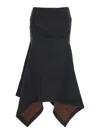 Attico Grey Midi Skirt With Logo Lettering And Handkerchief Hem In Cotton Woman In Gray