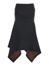 Attico Grey Midi Skirt With Logo Lettering And Handkerchief Hem In Cotton Woman In Grey