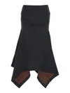 Attico Grey Midi Skirt With Logo Lettering And Handkerchief Hem In Cotton Woman In Gray