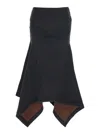 Attico Grey Midi Skirt With Logo Lettering And Handkerchief Hem In Cotton Woman