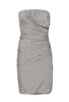 Attico Ruched Jersey Minidress In Grey