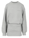 Attico Grey Crewneck Mini Dress With Logo Lettering On The Front And Tight Skirt In Gray