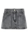 Attico Gray High-waisted Slim Fit Denim Mini Skirt In Grey