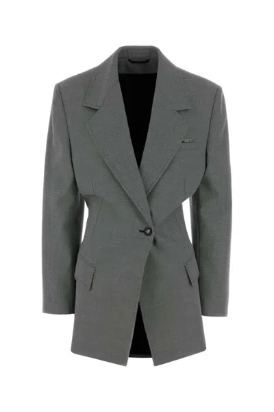Attico Grey Notched Lapel Blazer In Gray