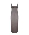 Attico Open-back Satin Midi Dress In Brown