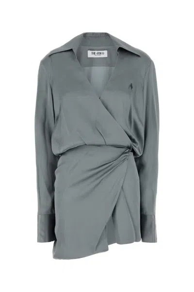 ATTICO GREY SATIN MINI DRESS
