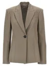 Attico Single-breasted Wool Blazer With Back Vent In Grey
