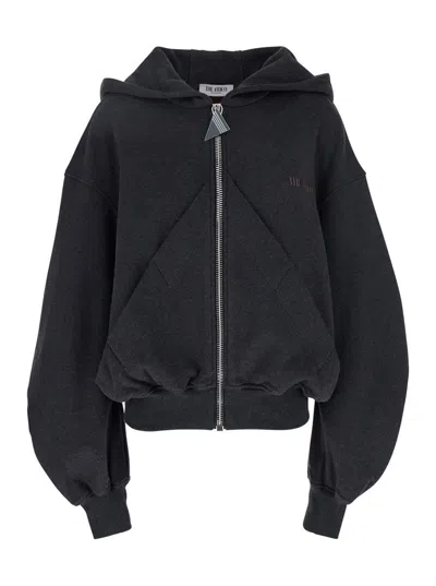 Attico Grey Sweatshirt With Hood And Logo Lettering On The Front