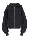 Attico Grey Sweatshirt With Hood And Logo Lettering On The Front In Cotton Woman In Grey