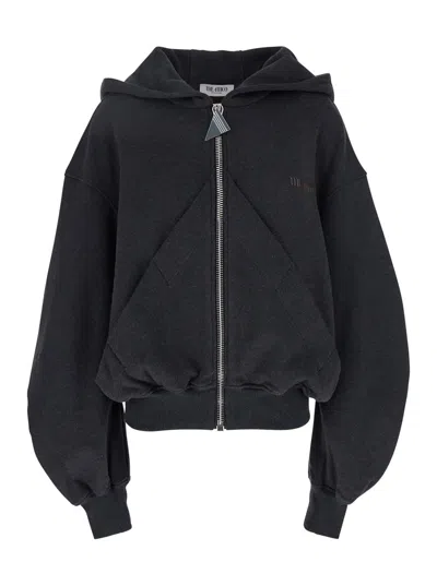 ATTICO GREY SWEATSHIRT WITH HOOD AND LOGO LETTERING ON THE FRONT IN COTTON WOMAN