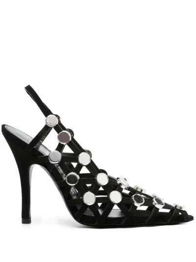 ATTICO 105MM GRID RHINESTONE-EMBELLISHED PUMPS