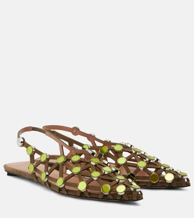 Attico Grid Embellished Ballet Flats