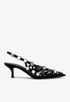 Attico The  Black Open Lattice Design Low-heeled Shoes In Black