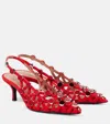 Attico Grid 50 Embellished Leather Slingback Pumps In Red