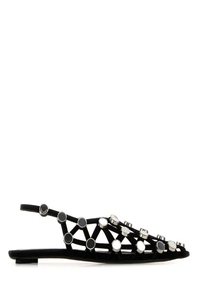 Attico The  "grid" Slingback Ballerinas With Studs – Black