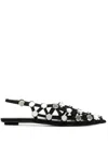 Attico Grid Embellished Suede Ballet Flats In Black