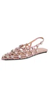 Attico Grid Embellished Slingback Flats In Mud